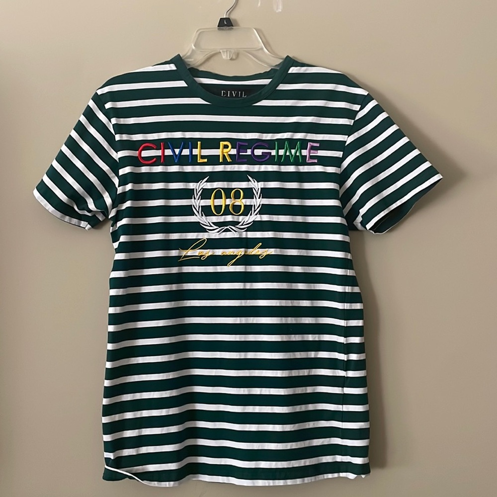 Civil Regime Green Striped Top